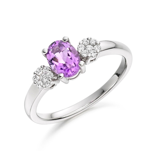 4 Prong Oval Vow Naturally Mined Gemstone Diamond Rings