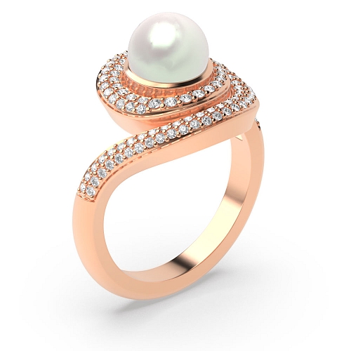 Pave Setting Round Rose Gold Precious Naturally Mined Diamond Rings