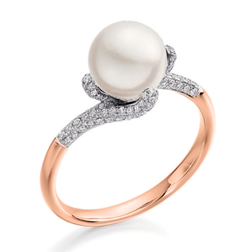 Pave Setting Round Rose Gold Heirloom Lab Grown Diamond Rings