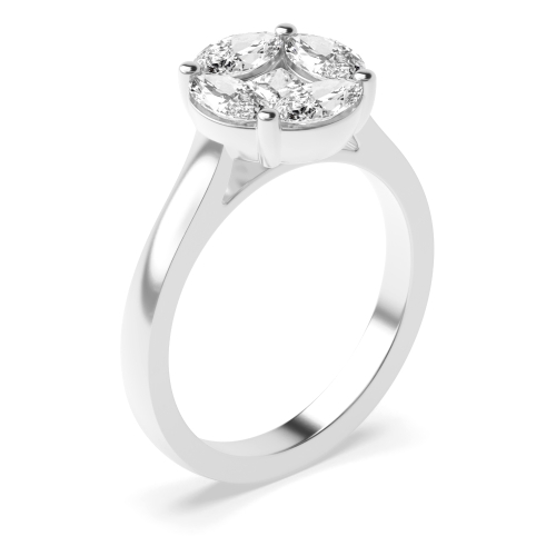 4 Prong Princess Platinum Classic Solitaire Diamond Rings
