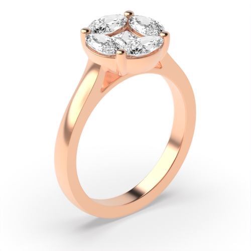 4 Prong Princess Rose Gold Flourish Engagement Rings