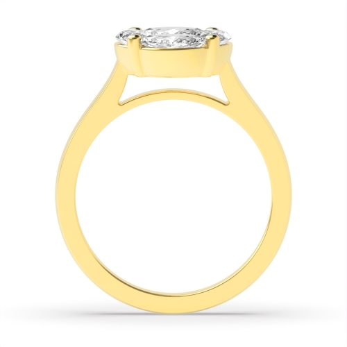 4 Prong Princess Yellow Gold Flourish Engagement Rings