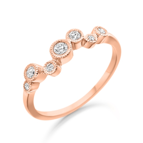 Bezel Setting Round Rose Gold Poise Eternity Engagement Rings