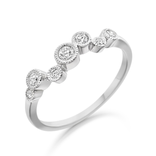 Bezel Setting Round Poise Half Eternity Engagement Rings