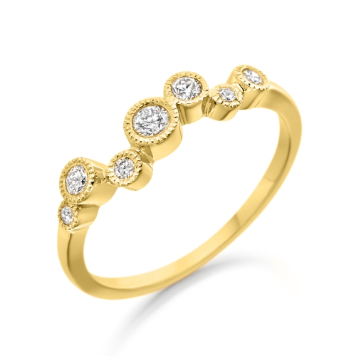 Bezel Setting Round Yellow Gold Poise Eternity Engagement Rings