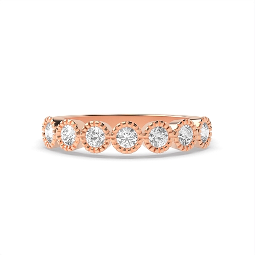 Bezel Setting Round Rose Gold Milligrain seven stone Eternity Diamond Rings