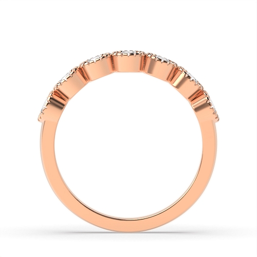 Bezel Setting Round Rose Gold Milligrain seven stone Eternity Diamond Rings