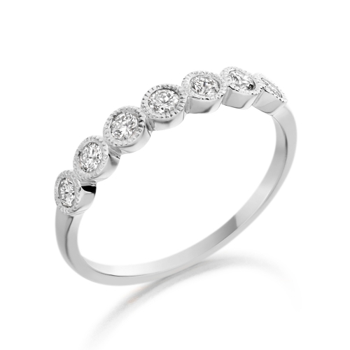 Bezel Setting Round Milligrain seven stone Seven Stone Diamond Rings