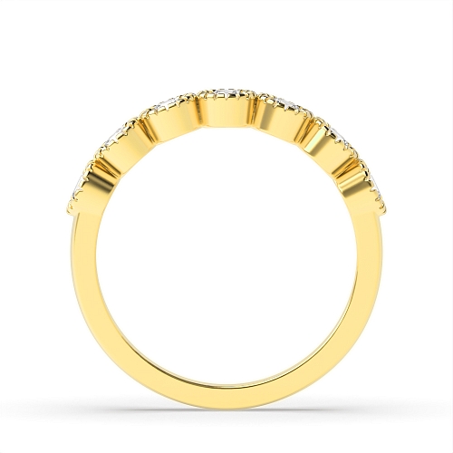 Bezel Setting Round Yellow Gold Milligrain seven stone Eternity Diamond Rings