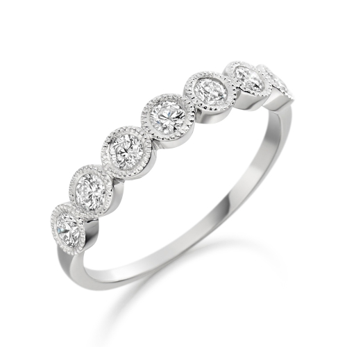 Bezel Setting Round Seven stone Naturally Mined Diamond Eternity Engagement Rings