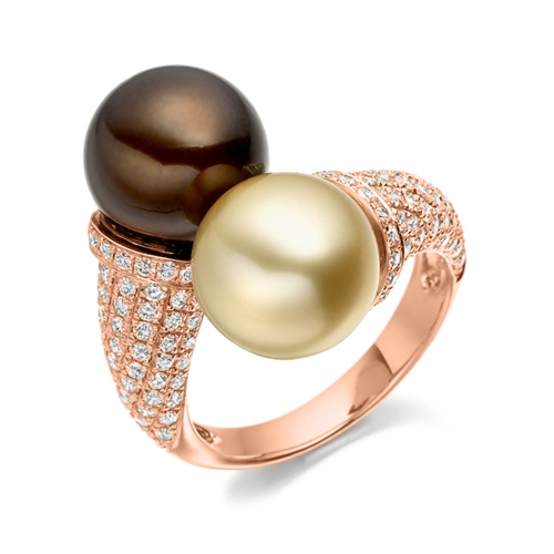 Pave Setting Round Rose Gold Muse Lab Grown Diamond Rings