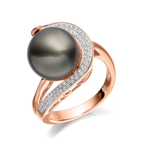 Pave Setting Round Rose Gold Magnify Lab Grown Diamond Rings