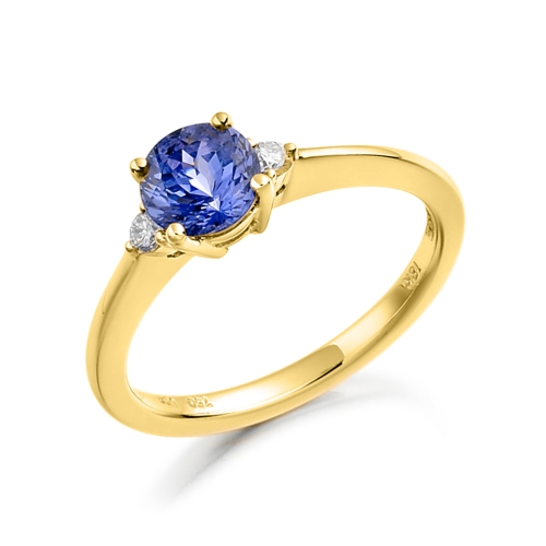 4 Prong Round Yellow Gold Craft Naturally Mined Diamond Engagement Rings