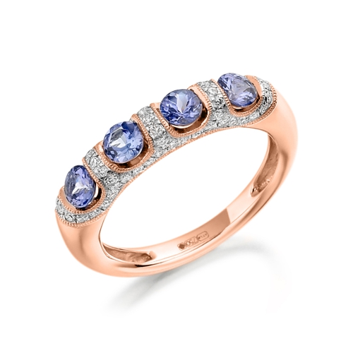 Pave Setting Round Rose Gold Bold Lab Grown Diamond Rings