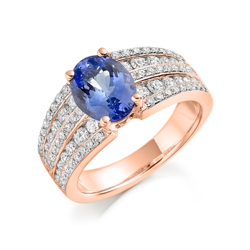 4 Prong Oval Rose Gold Twinkle Naturally Mined Diamond Engagement Rings