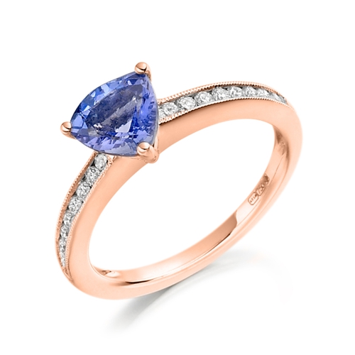 Channel Setting Trillion Rose Gold Glorious Naturally Mined Diamond Engagement Rings