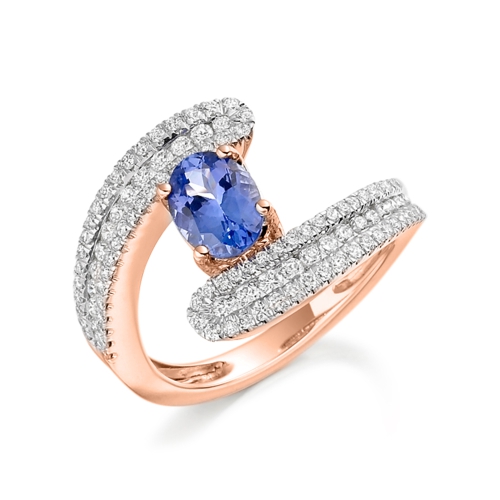 4 Prong Oval Rose Gold Gossamer Lab Grown Diamond Engagement Rings