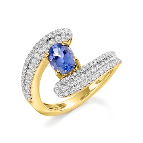 4 Prong Oval Yellow Gold Gossamer Lab Grown Diamond Engagement Rings