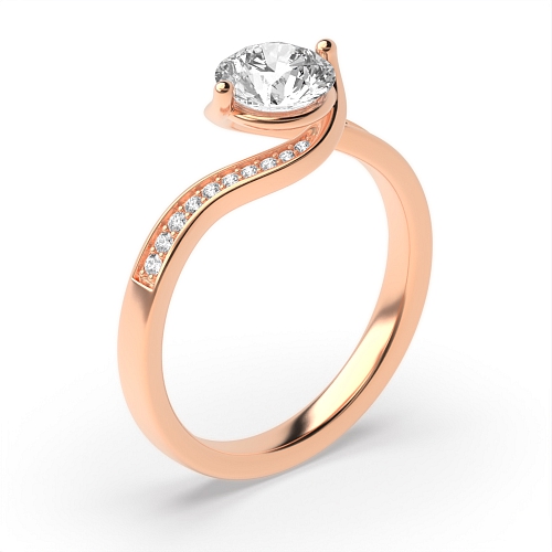 Pave Setting Round Rose Gold Artisan twisted Engagement Rings