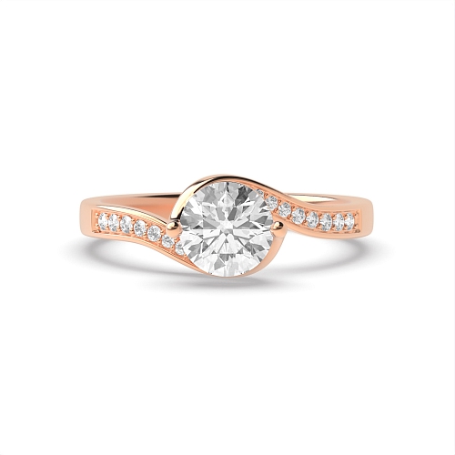 Pave Setting Round Rose Gold Artisan twisted Engagement Rings
