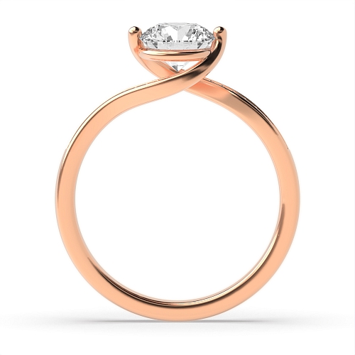 Pave Setting Round Rose Gold Artisan twisted Engagement Rings