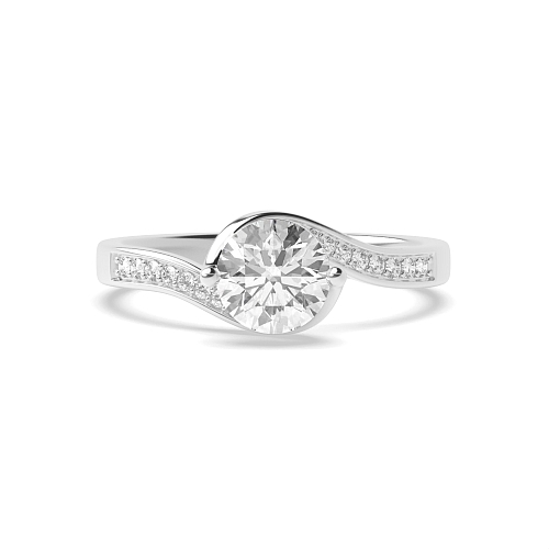 Pave Setting Round Artisan twisted Side Stone Engagement Rings