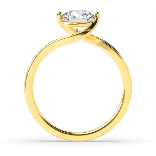 Pave Setting Round Yellow Gold Artisan twisted Engagement Rings
