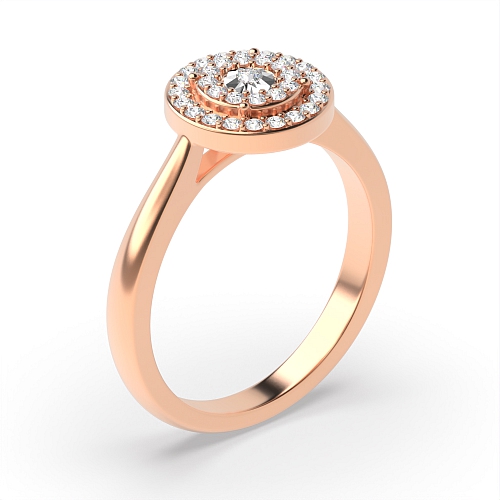4 Prong Round Rose Gold Everlasting Halo Engagement Rings