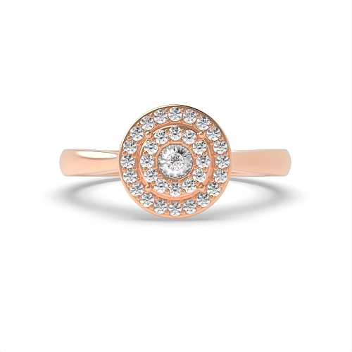 4 Prong Round Rose Gold Everlasting Halo Engagement Rings