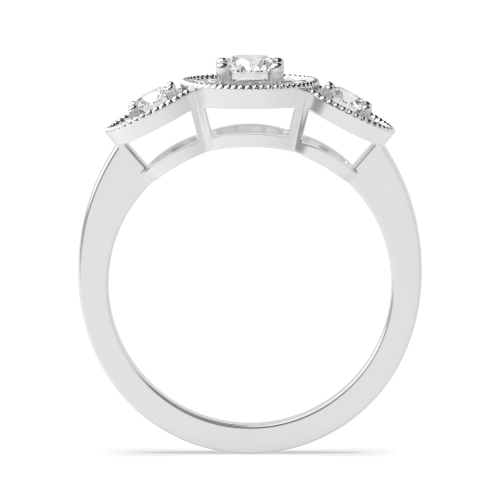 4 Prong Round Dangling Moissanite Halo Diamond Ring