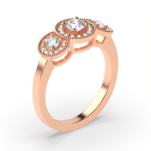 4 Prong Round Rose Gold Dangling Halo Engagement Rings