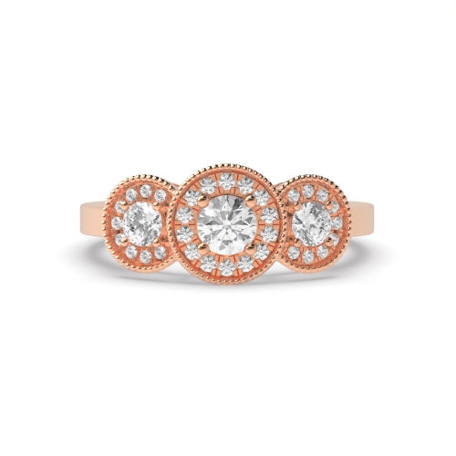 4 Prong Round Rose Gold Dangling Halo Engagement Rings