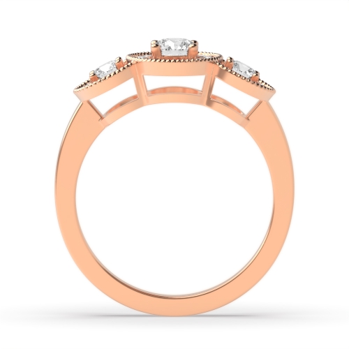 4 Prong Round Rose Gold Dangling Halo Engagement Rings