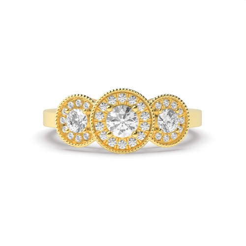 4 Prong Round Yellow Gold Dangling Engagement Rings