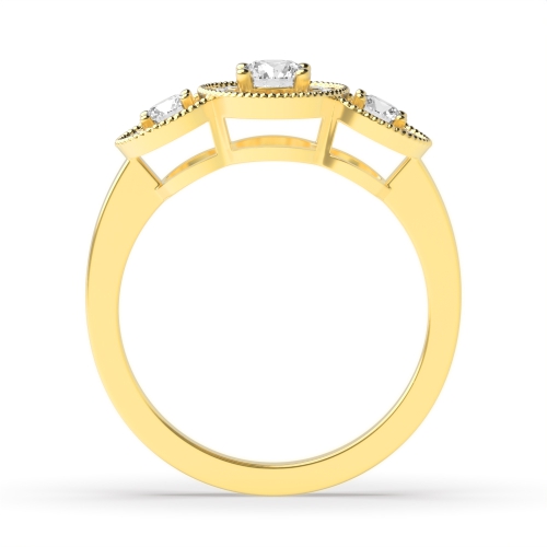 4 Prong Round Yellow Gold Dangling Engagement Rings