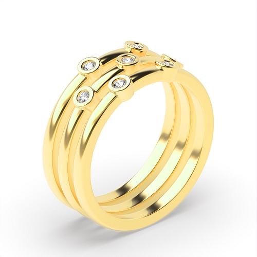 Bezel Setting Round Yellow Gold Lavish Eternity Diamond Rings
