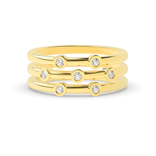 Bezel Setting Round Yellow Gold Lavish Eternity Diamond Rings