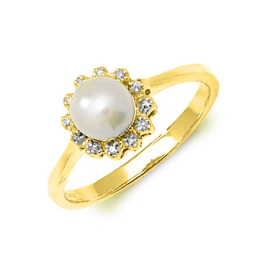 4 Prong Round Yellow Gold Freshwater Lab Grown Diamond Engagement Rings