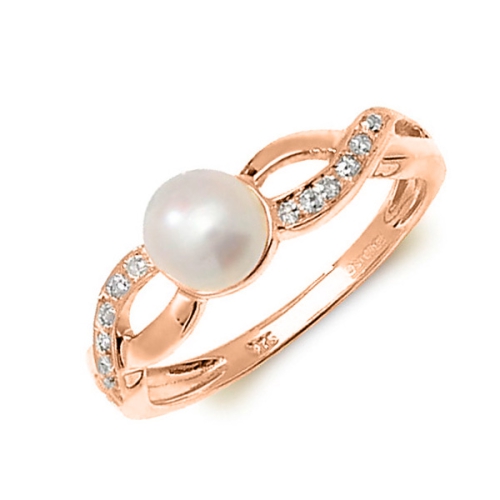 Pave Setting Round Rose Gold Crossing Lab Grown Diamond Engagement Rings