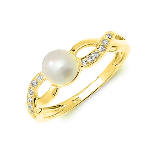 Pave Setting Round Yellow Gold Crossing Lab Grown Diamond Engagement Rings