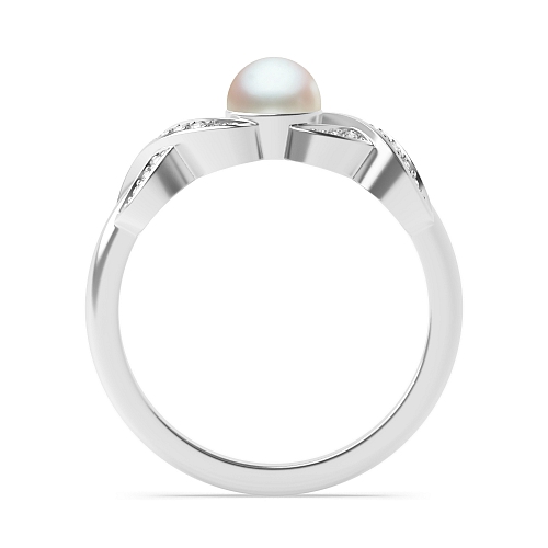 Pave Setting Round Silver Criss cross Lab Grown Diamond Antique Engagement Rings