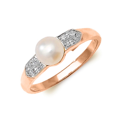 4 Prong Round Rose Gold Freshwater Engagement Rings