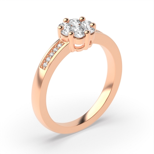 6 Prong Round Rose Gold Orbit Engagement Rings