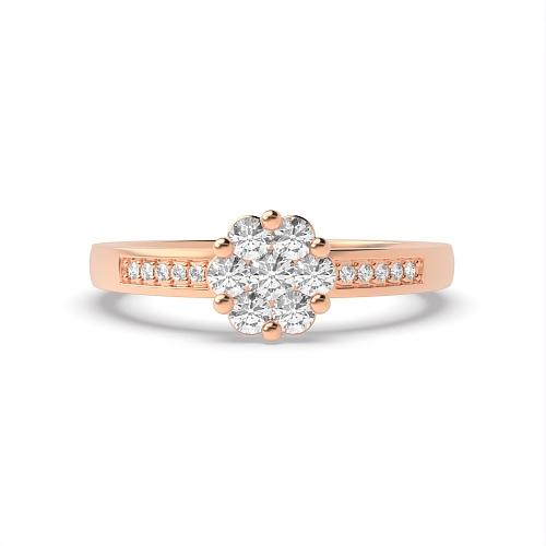 6 Prong Round Rose Gold Orbit Engagement Rings