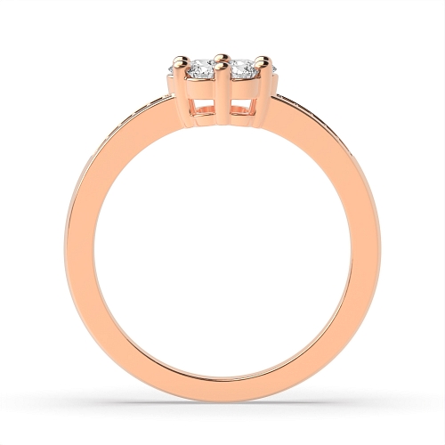6 Prong Round Rose Gold Orbit Engagement Rings