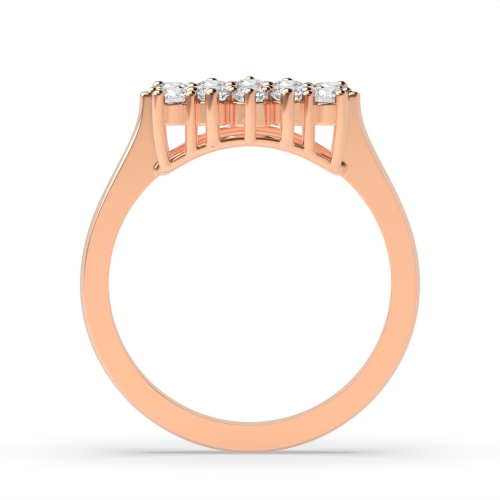 4 Prong Round/Baguette Rose Gold Crescent orbit Halo Engagement Rings
