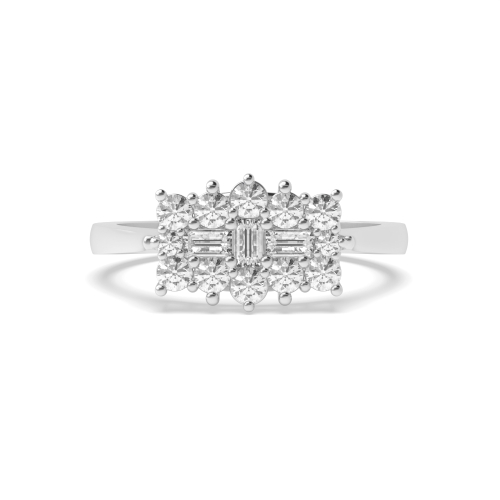 4 Prong Round/Baguette Crescent orbit Engagement Rings