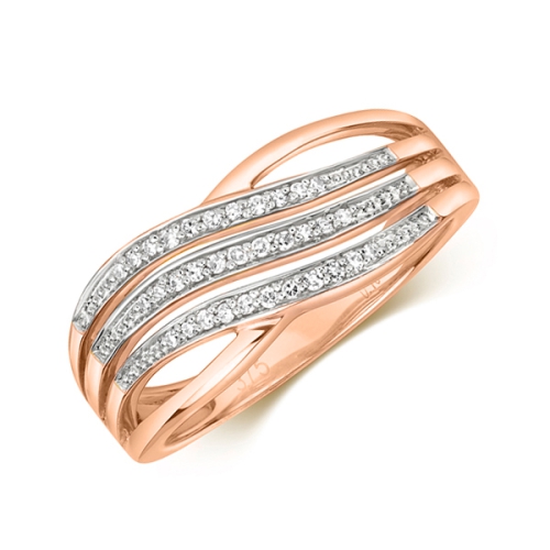 Pave Setting Round Rose Gold Half Eternity Wedding Rings & Bands