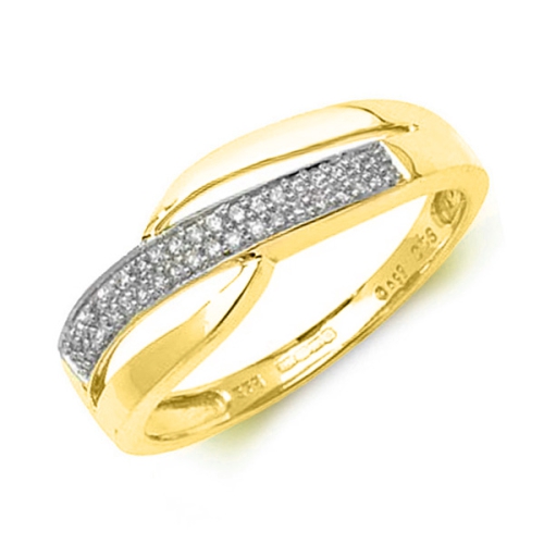 Pave Setting Round Yellow Gold Distinct Eternity Diamond Rings