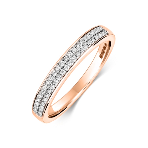 Channel Setting Round Rose Gold Half Eternity Wedding Rings & Bands